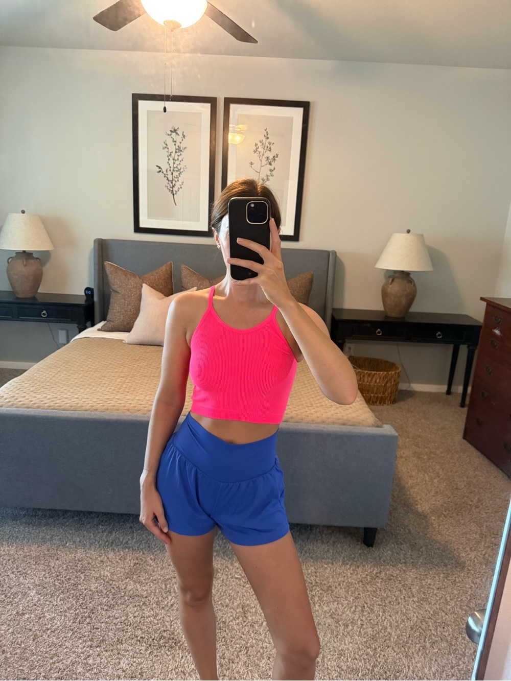 Neon Pink Ribbed Crop Tank